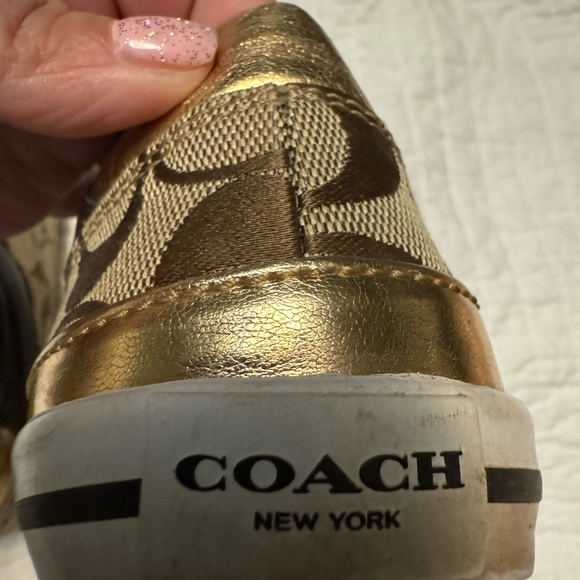 Coach sneakers metallic gold detailing in size 7 - Picture 7 of 9